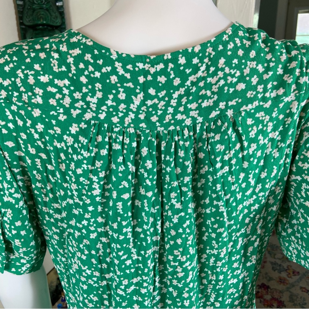 Seraphine Maternity Green White Floral Ditsy Midi Babydoll Tie Dress Size 6 - Picture 13 of 13
